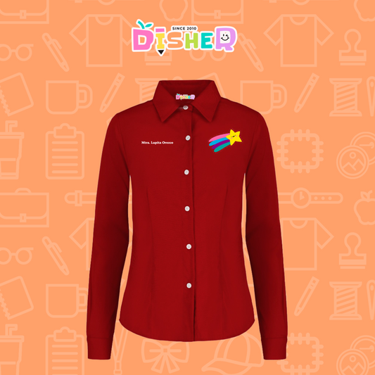 CBGL-D-019: Camisa Bordada Gabardina Manga corta Dama I Estrella fugaz