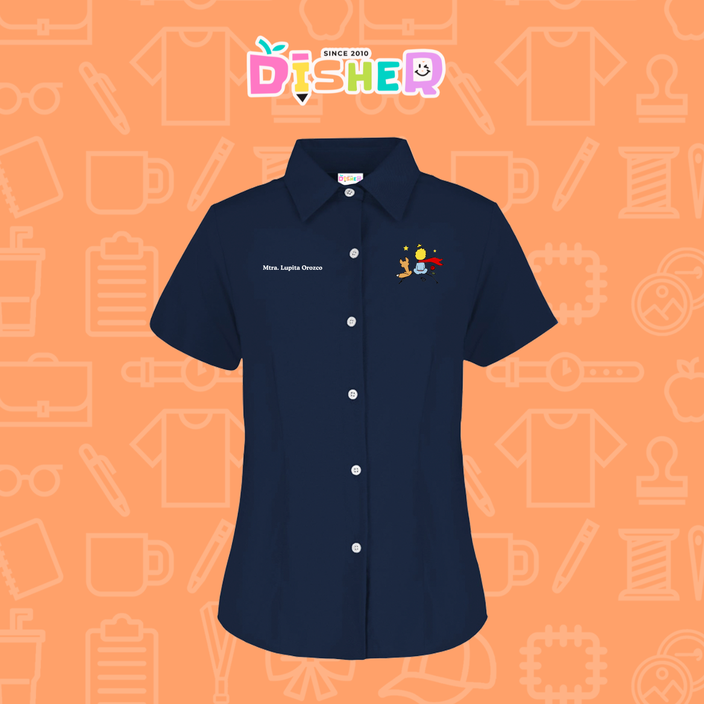 CBGC-D-014: Camisa Bordada Gabardina Manga Corta Dama I El principito