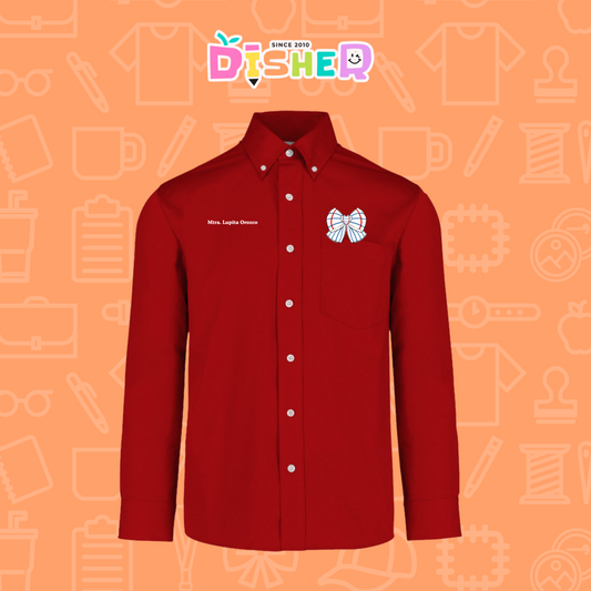 CBGL-C-010: Camisa Bordada Gabardina Manga Larga Caballero I Moño rayas papel