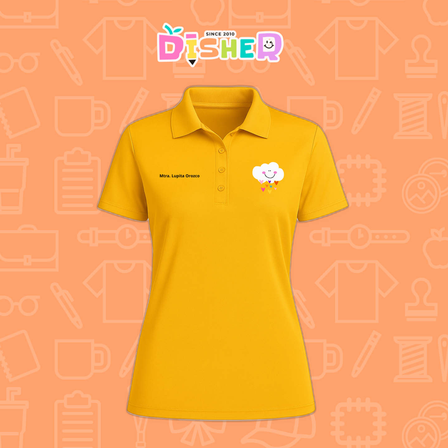 PBD-D-022: Polo Bordada Dry Fit Dama I Nube corazones