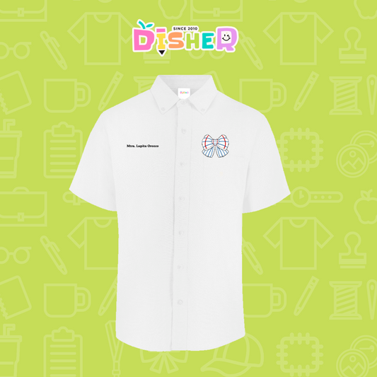 CBOC-C-010: Camisa Bordada Oxford Manga Corta Caballero I Moño rayas papel