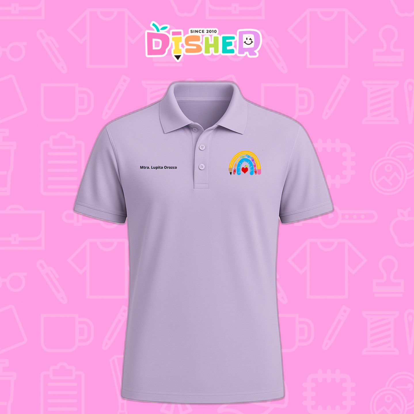 PBD-C-0068: Polo Bordada Dry Fit Caballero I Arcoíris lápiz manzana