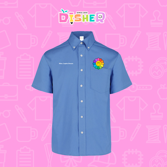 CBGC-C-018: Camisa Bordada Gabardina Manga Corta Caballero I Flor de colores