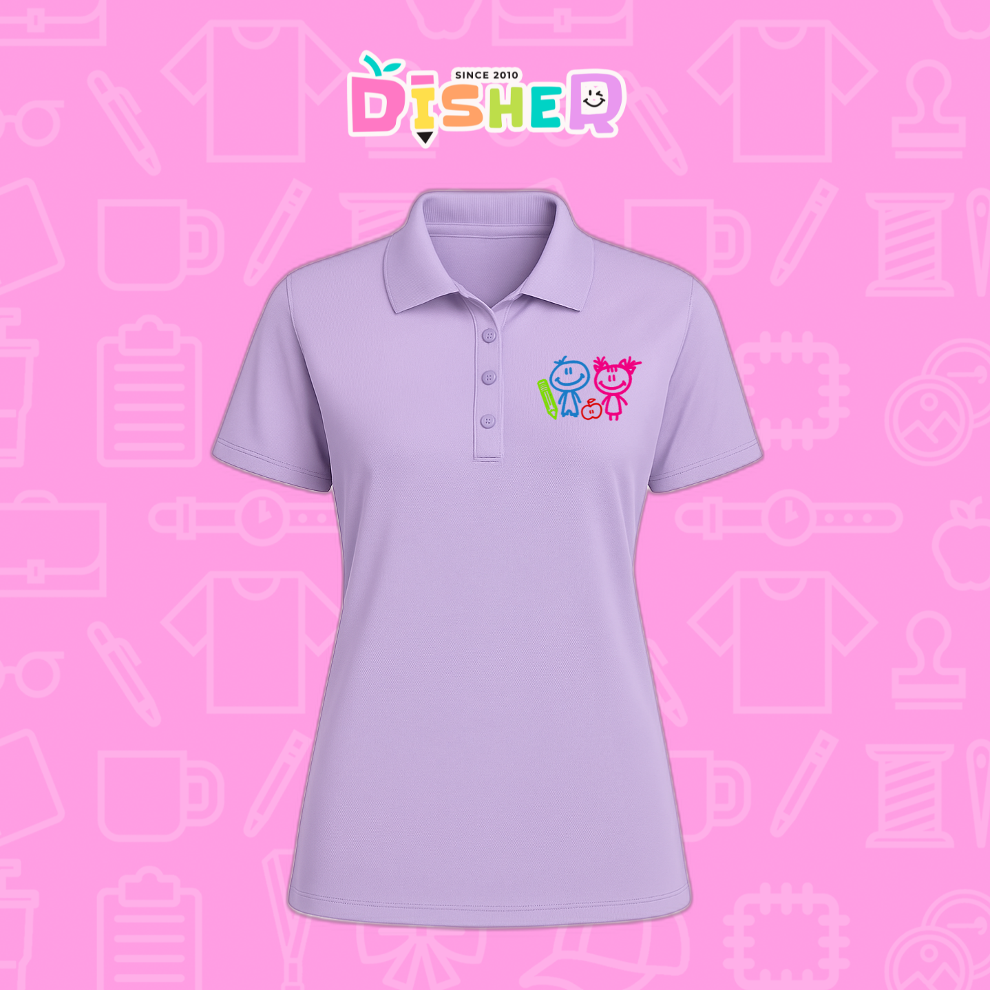 PBD-D-062: Polo Bordada Dry Fit Dama I Niños trazos