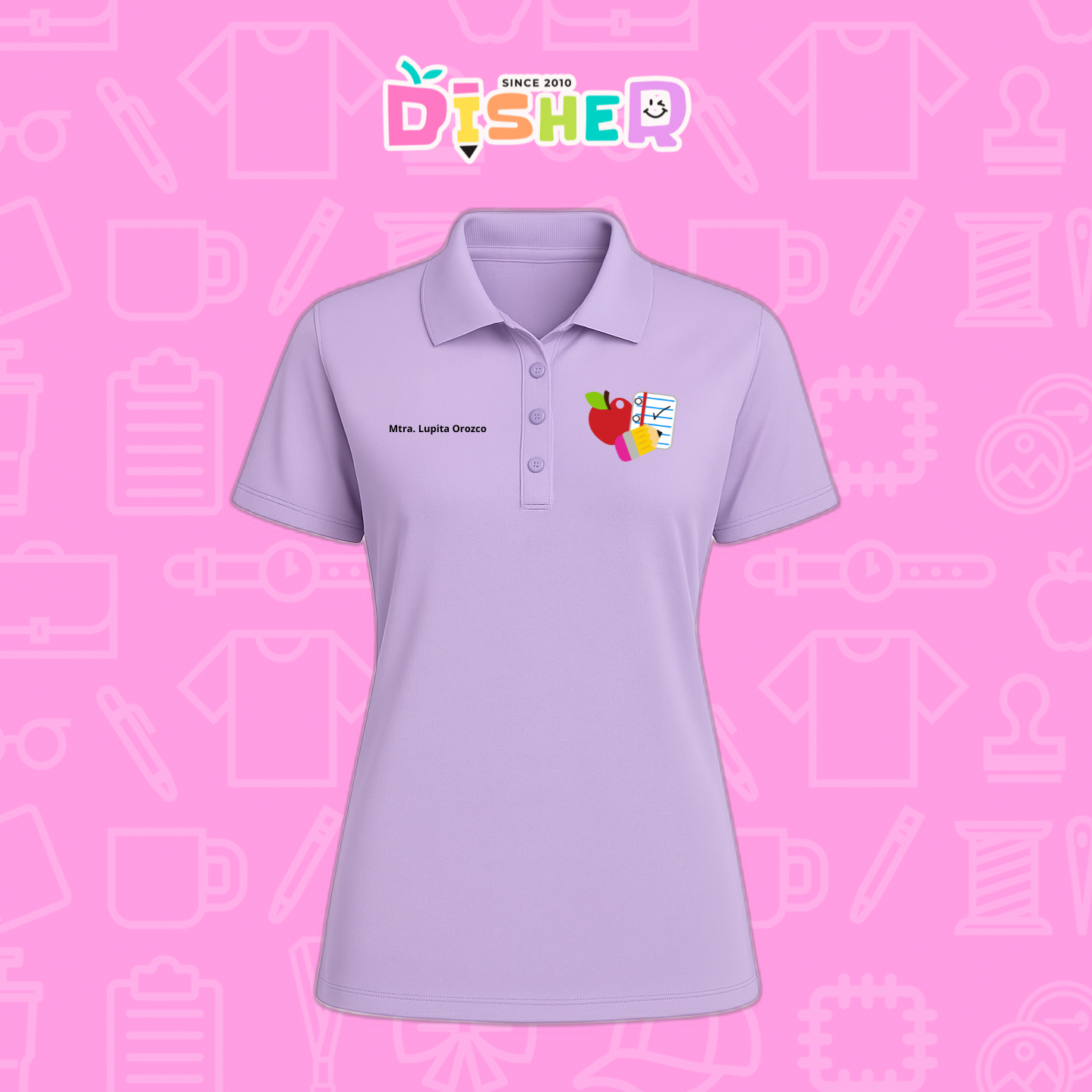 PBD-D-088: Polo Bordada Dry Fit Dama I Útiles manzana lápiz
