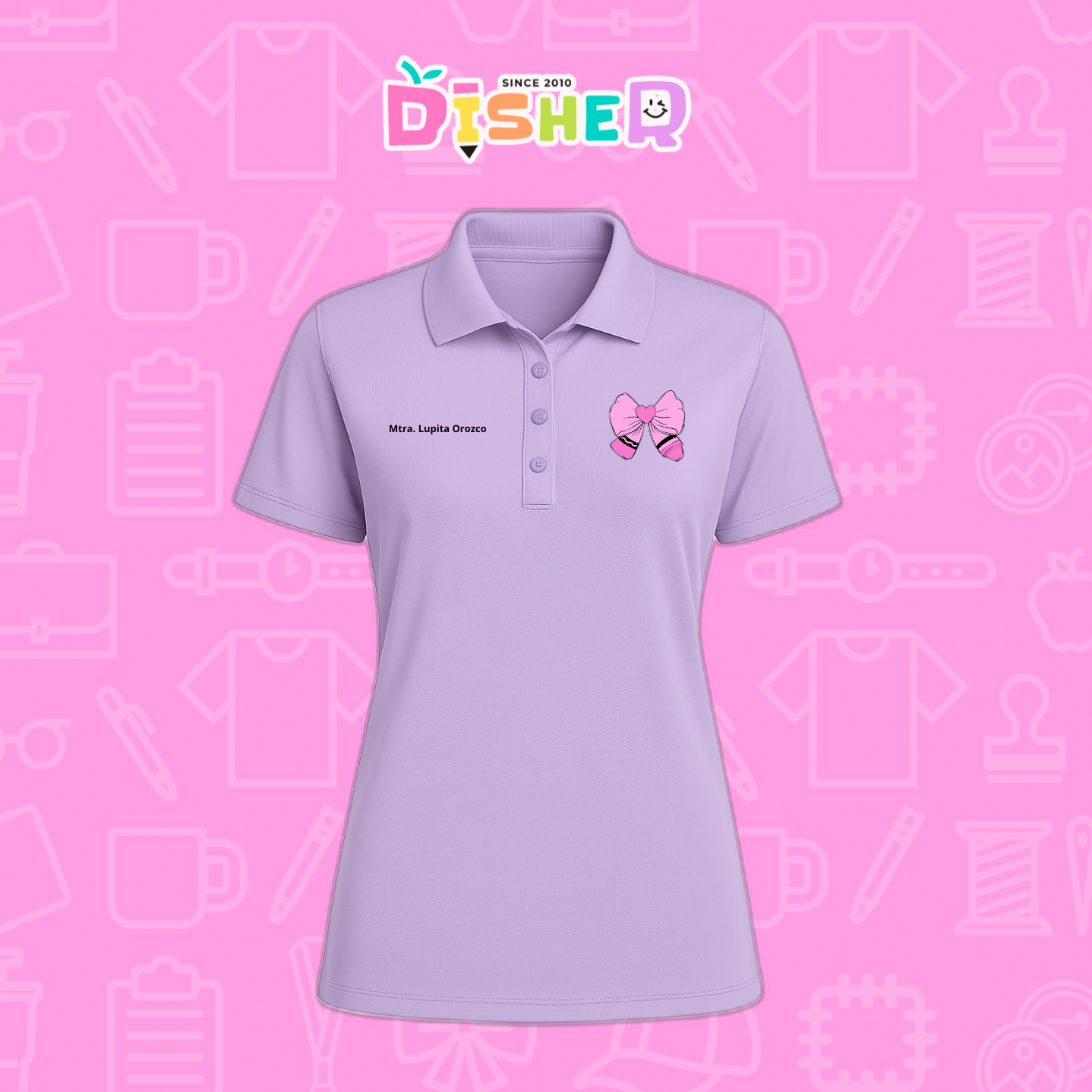 PBD-D-009 : Polo Bordada Dry Fit Dama I Moño rosa crayón
