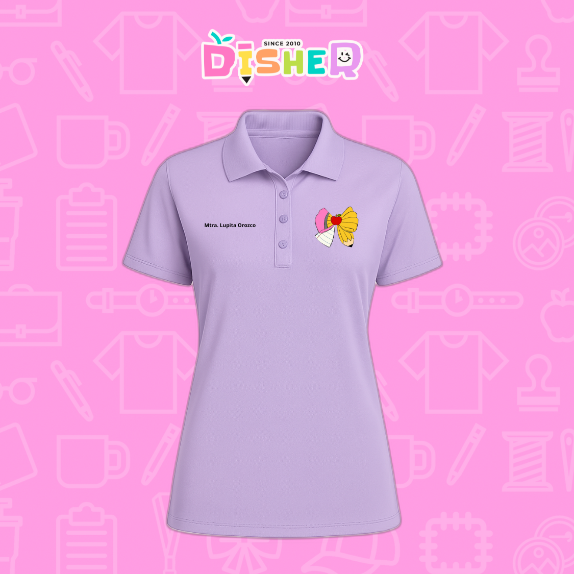 PBD-D-005 : Polo Bordada Dry Fit Dama I Moño lápiz hoja