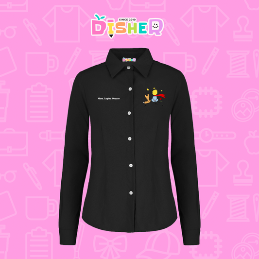 CBGL-D-014: Camisa Bordada Gabardina Manga corta Dama I El principito