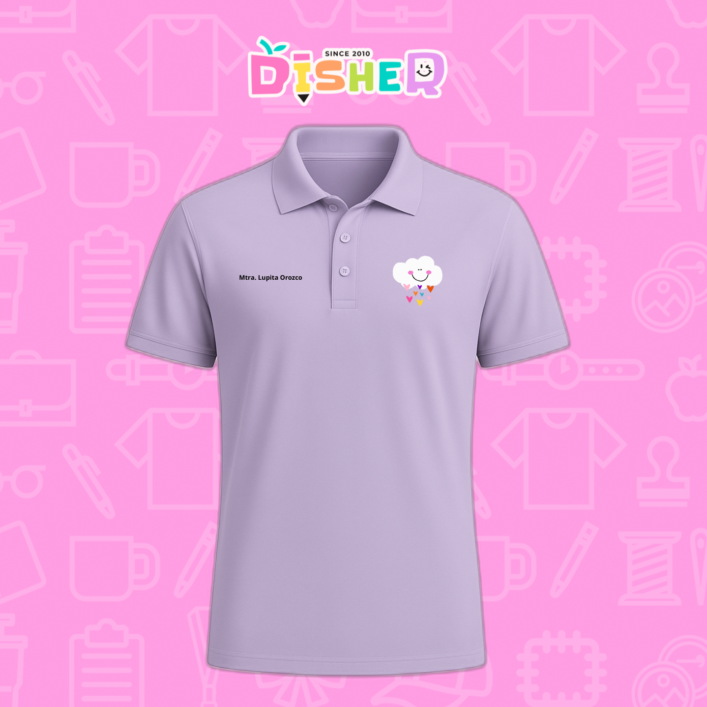PBD-C-0022: Polo Bordada Dry Fit Caballero I Nube corazones