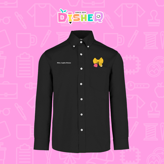 CBGL-C-011: Camisa Bordada Gabardina Manga Larga Caballero I Moño lápiz amarillo