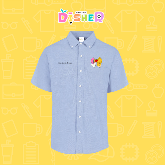 CBOC-C-005: Camisa Bordada Oxford Manga Corta Caballero I Moño lápiz hoja