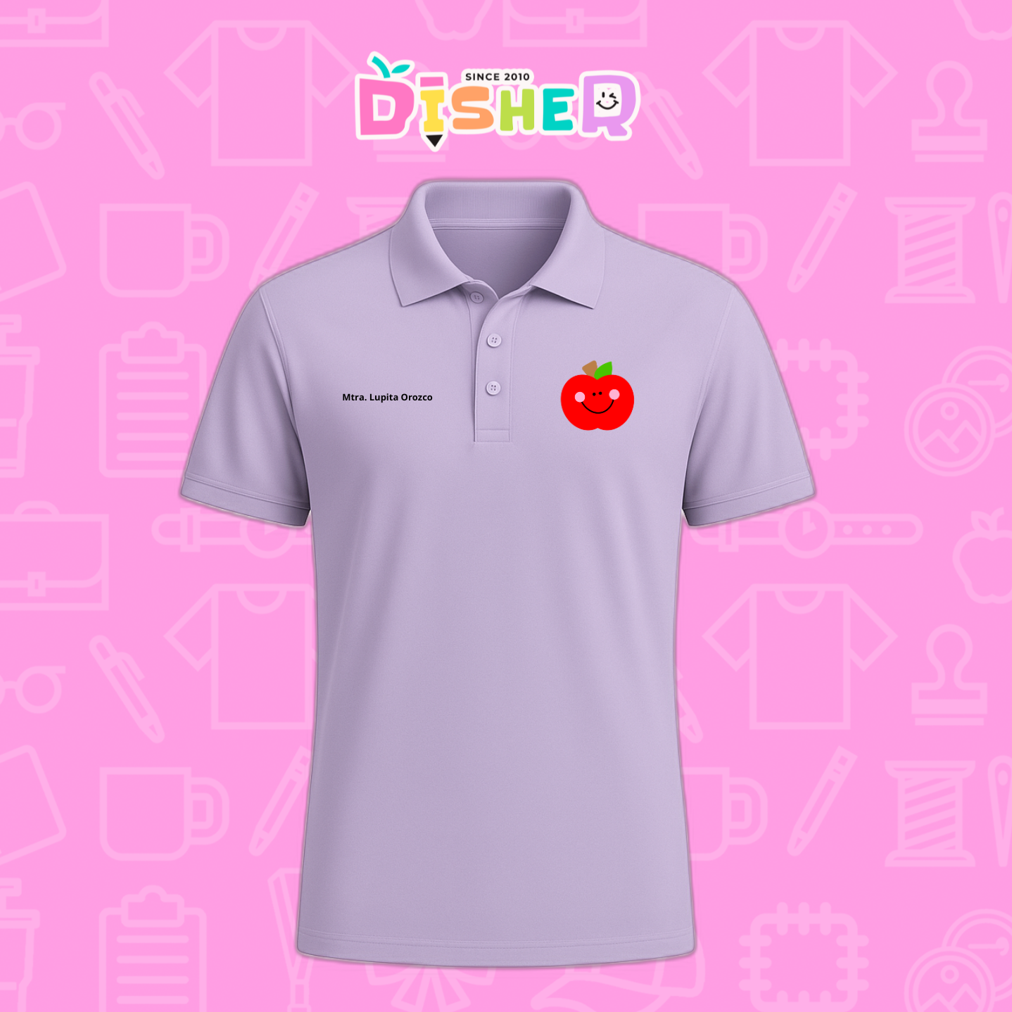 PBD-C-0030: Polo Bordada Dry Fit Caballero I Smile Apple