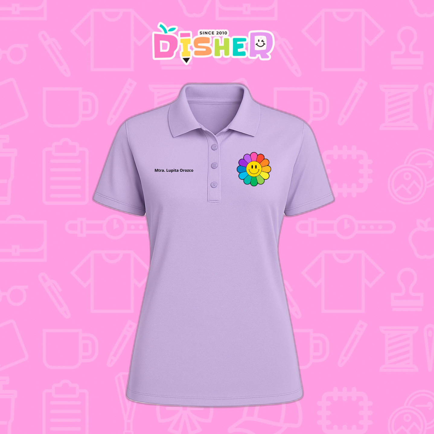 PBD-D-018: Polo Bordada Dry Fit Dama I Flor de colores