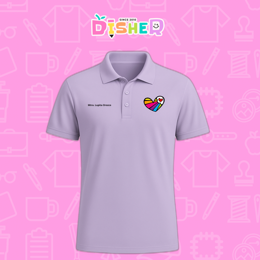 PBD-C-0073: Polo Bordada Dry Fit Caballero I  Corazón lineas