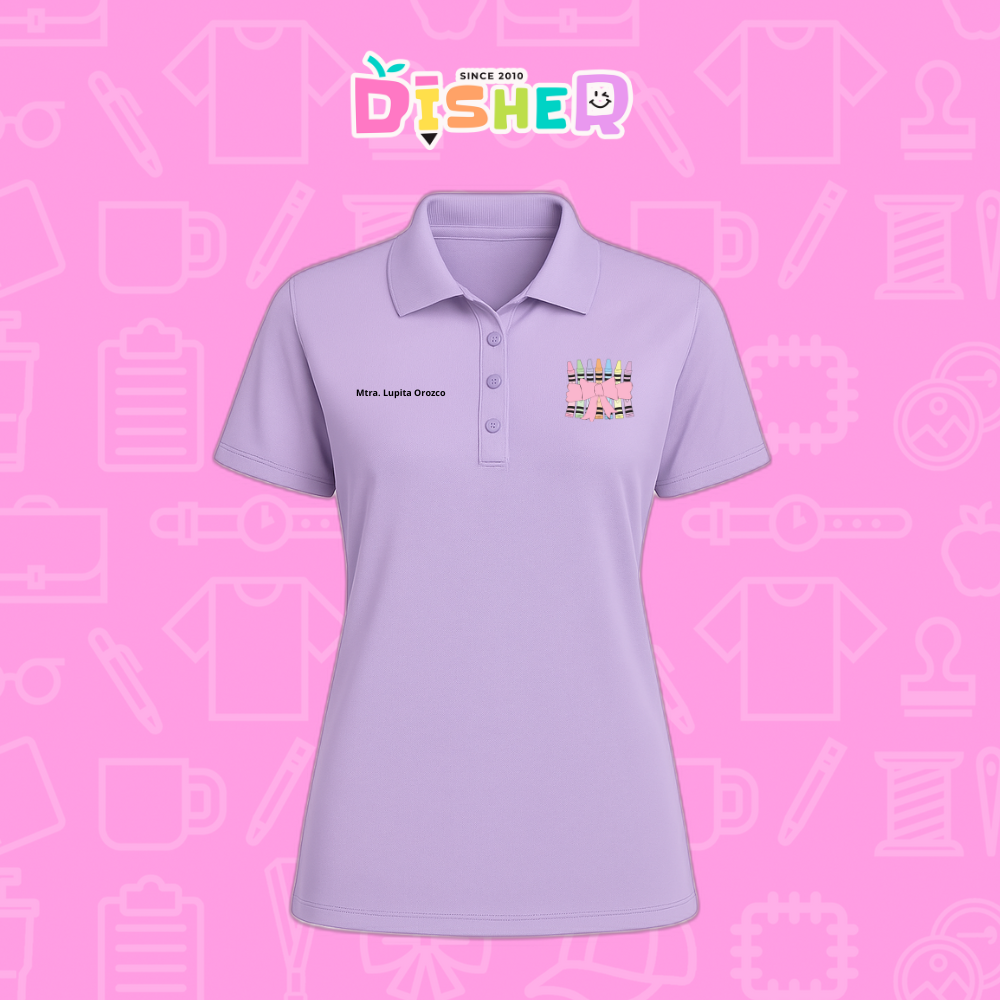 PBD-D-008 : Polo Bordada Dry Fit Dama I Crayones moño