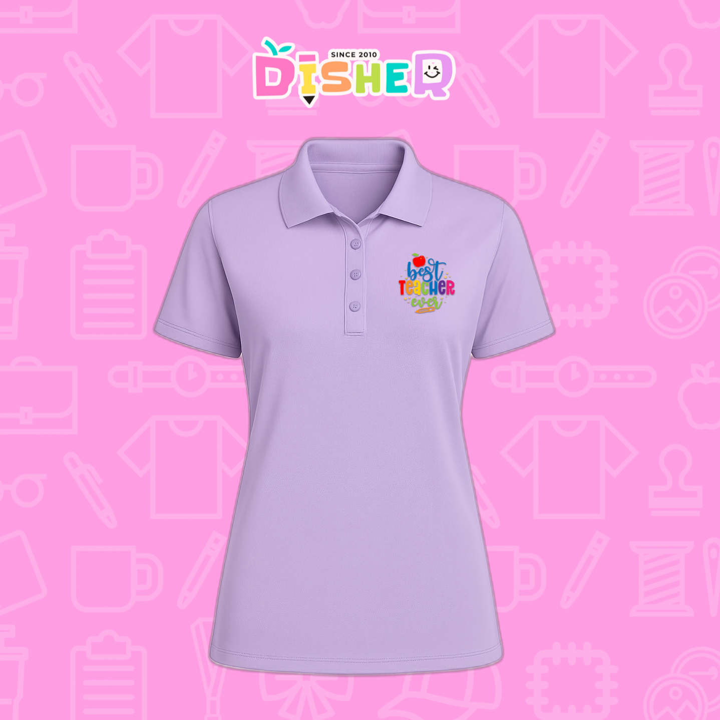 PBD-D-076: Polo Bordada Dry Fit Dama I Best teacher ever