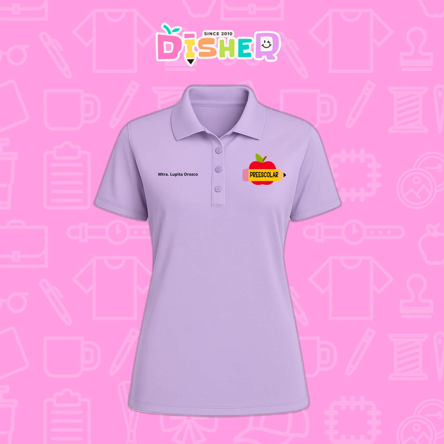PBD-D-084: Polo Bordada Dry Fit Dama I Manzana preescolar