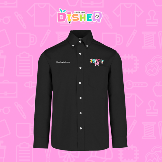 CBGL-C-006: Camisa Bordada Gabardina Manga Larga Caballero I Teach pink