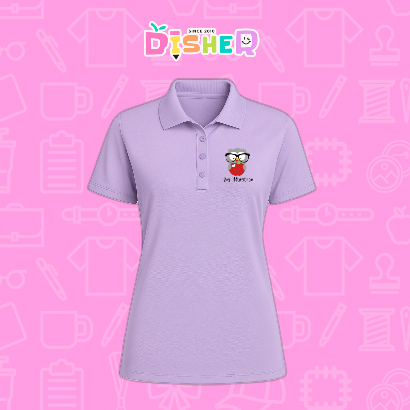 PBD-D-079: Polo Bordada Dry Fit Dama I Búho gris manzana