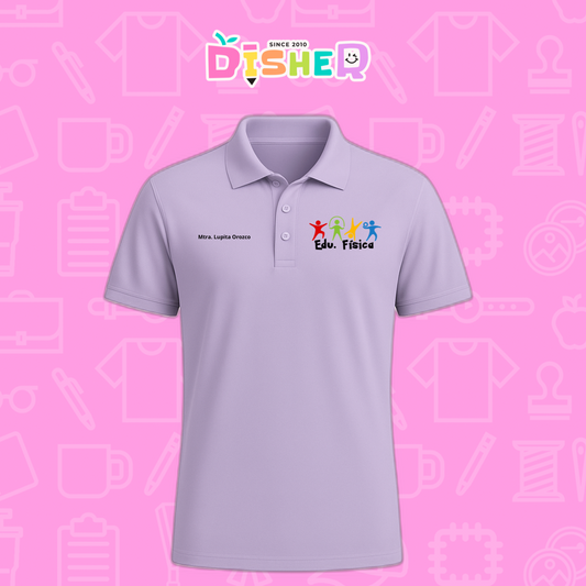 PBD-C-0092: Polo Bordada Dry Fit Caballero I Corazón papel preescolar