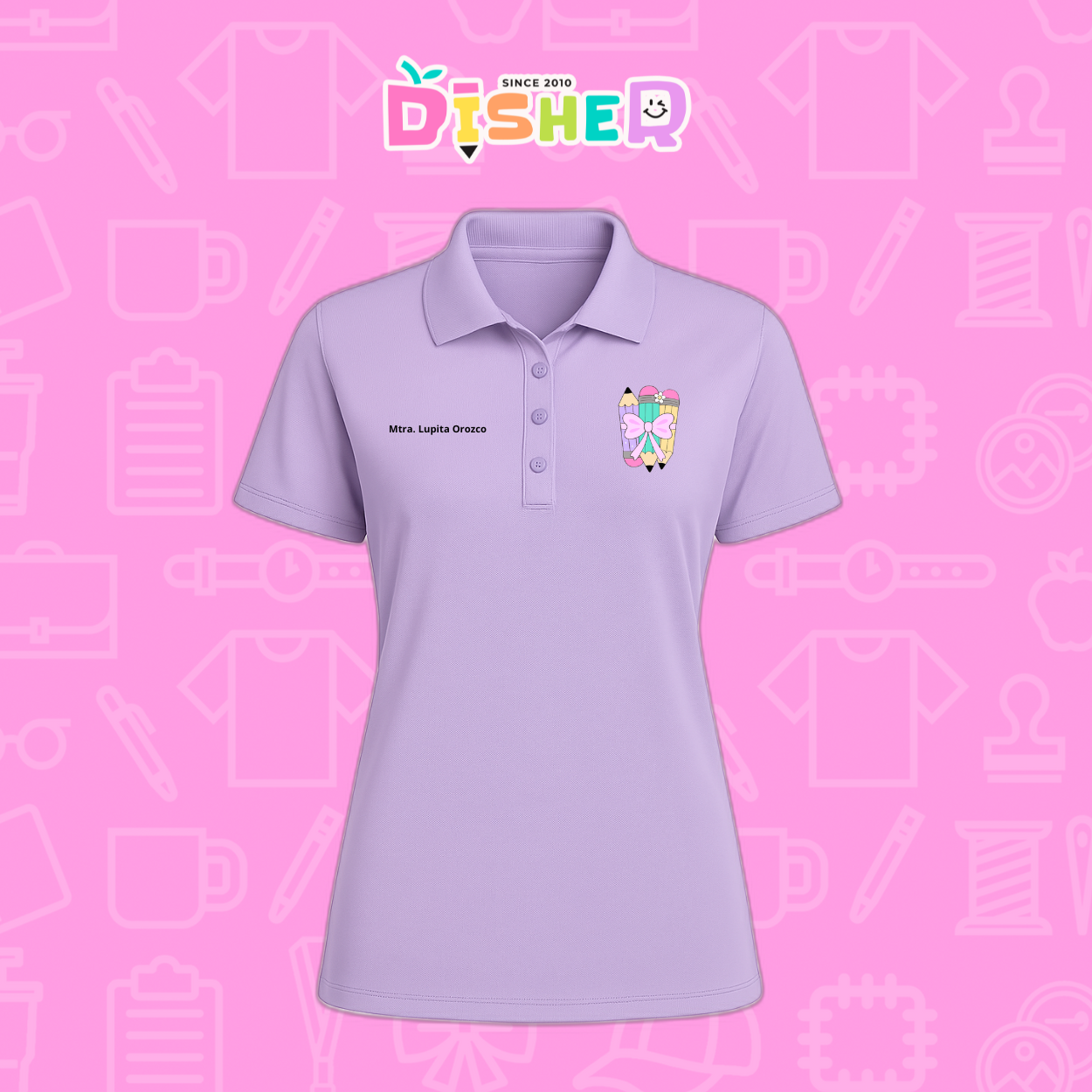 PBD-D-007 : Polo Bordada Dry Fit Dama I Lápices moñito