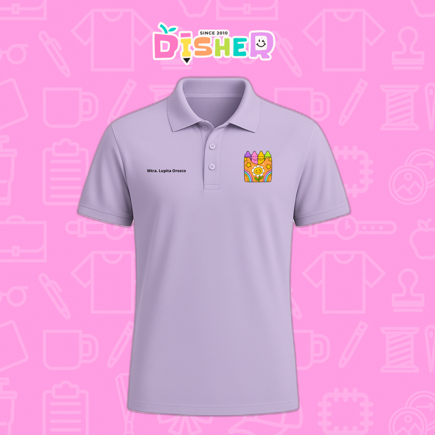 PBD-C-0015: Polo Bordada Dry Fit Caballero I Crayones flor
