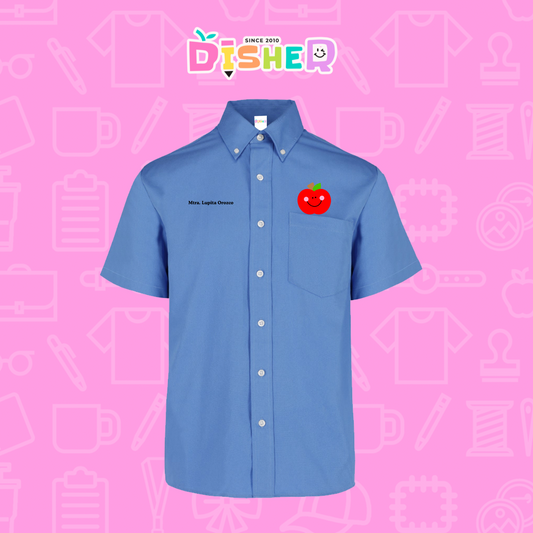 CBGC-C-030: Camisa Bordada Gabardina Manga Corta Caballero I Smiley apple