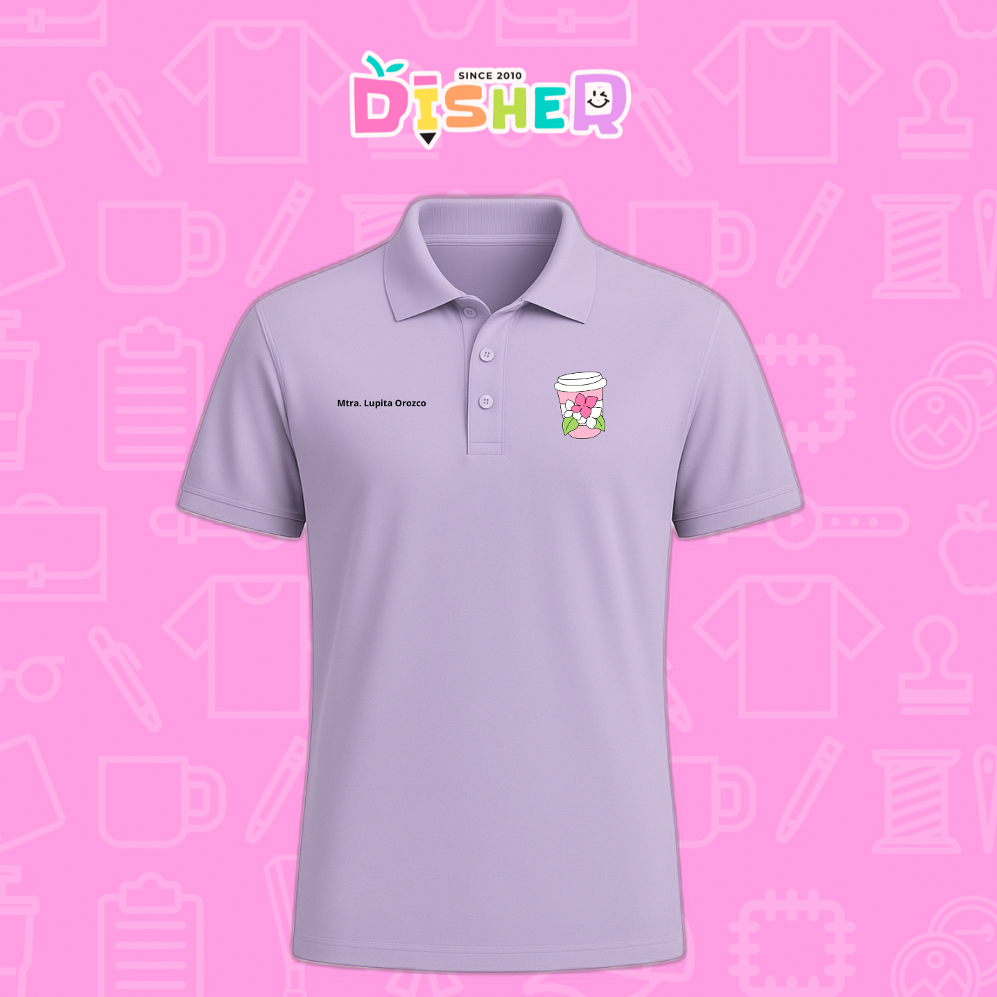PBD-C-0041: Polo Bordada Dry Fit Caballero I Cafe flores