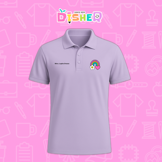 PBD-C-0025: Polo Bordada Dry Fit Caballero I Arcoíris corazón