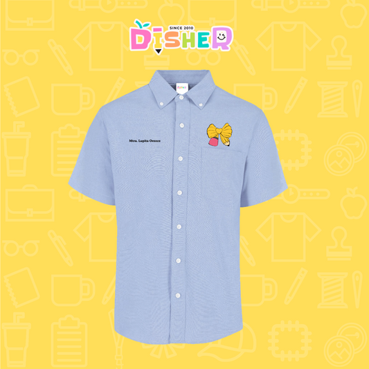 CBOC-C-011: Camisa Bordada Oxford Manga Corta Caballero I Moño lápiz amarillo