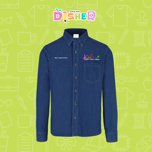 CBML-C-082: Camisa Bordada Mezclilla Manga Larga Caballero I Latidos