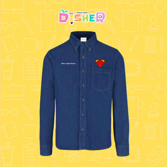 CBML-C-089: Camisa Bordada Mezclilla Manga Larga Caballero I Super Maestro