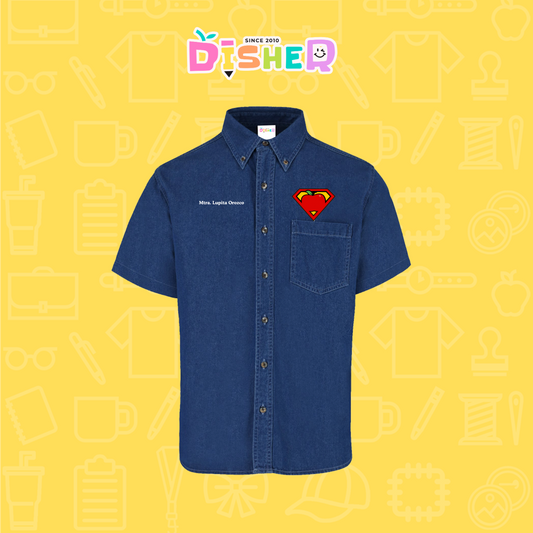 CBMC-C-089: Camisa Bordada Mezclilla Manga Corta Caballero I Super Maestro