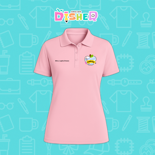 PBD-D-092: Polo Bordada Dry Fit Dama I Corazón papel preescolar