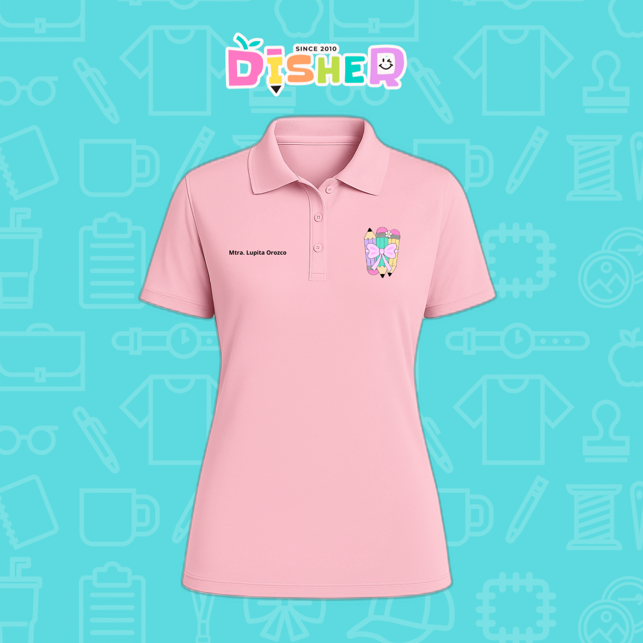 PBD-D-007 : Polo Bordada Dry Fit Dama I Lápices moñito