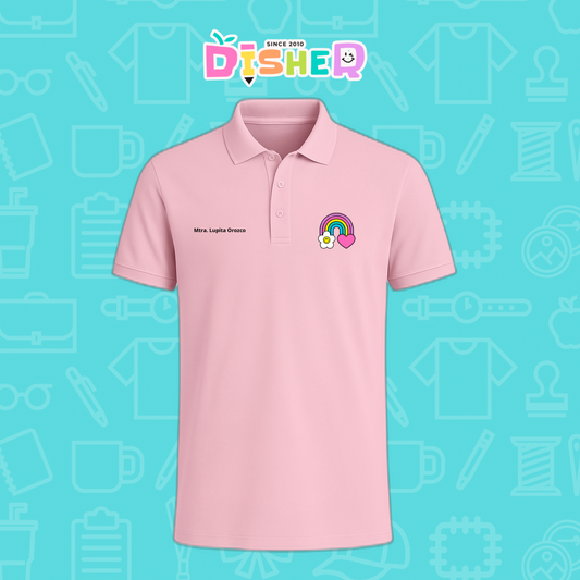 PBD-C-0025: Polo Bordada Dry Fit Caballero I Arcoíris corazón