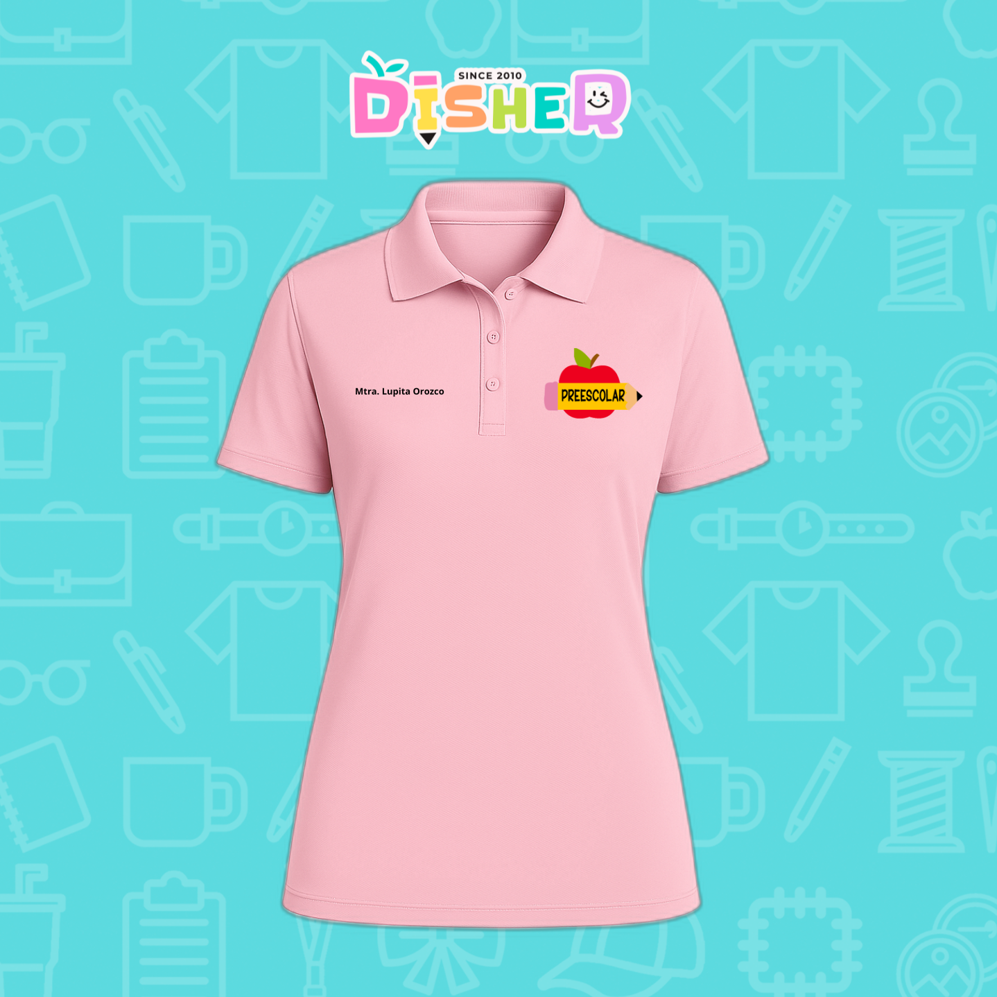 PBD-D-084: Polo Bordada Dry Fit Dama I Manzana preescolar