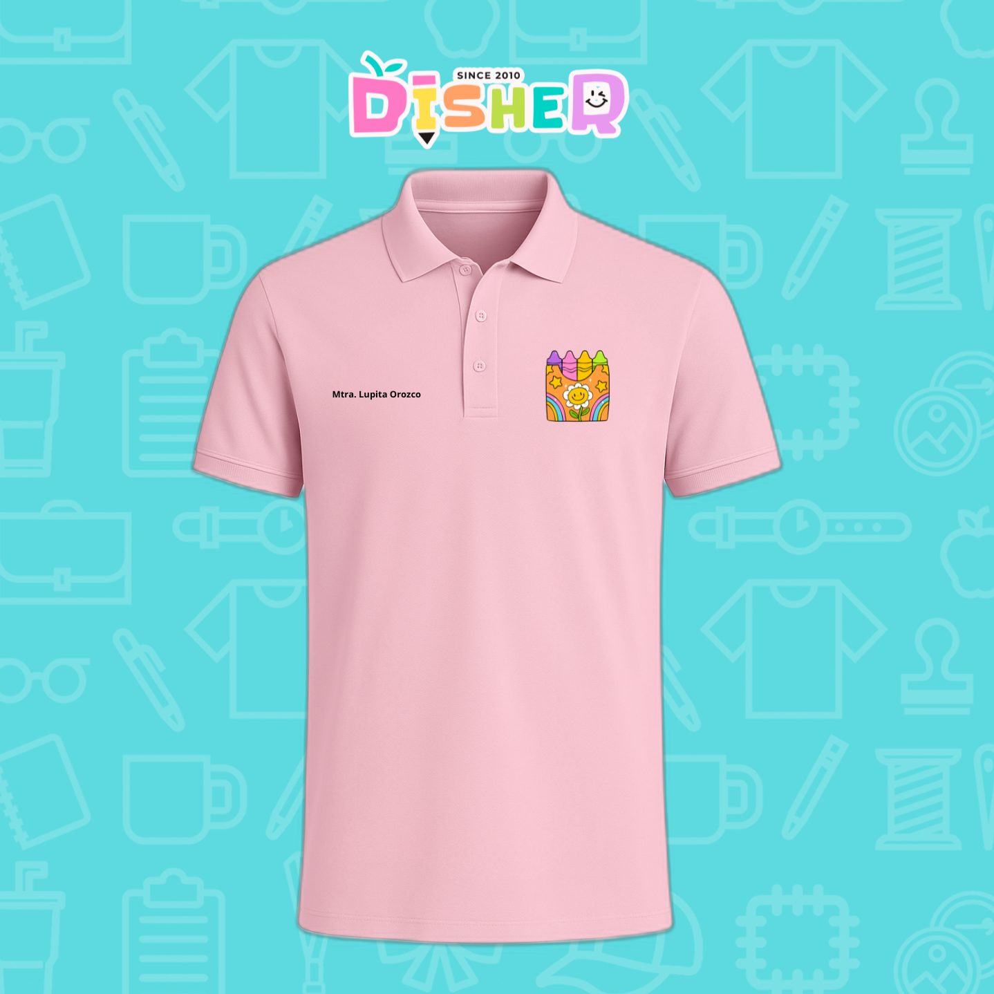 PBD-C-0015: Polo Bordada Dry Fit Caballero I Crayones flor