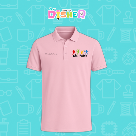 PBD-C-0092: Polo Bordada Dry Fit Caballero I Corazón papel preescolar