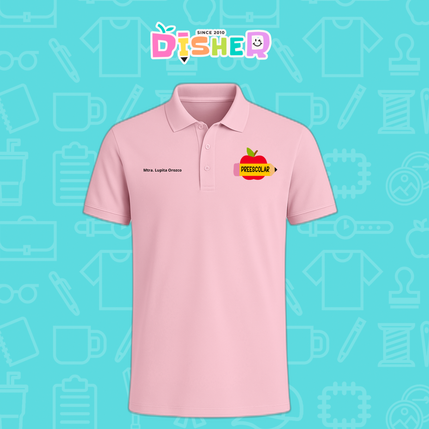 PBD-C-0084: Polo Bordada Dry Fit Caballero I Manzana preescolar