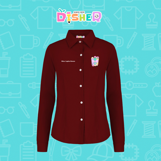 CBGL-D-007: Camisa Bordada Gabardina Manga corta Dama I Lápices moñito