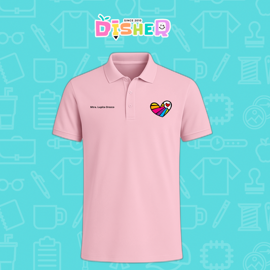 PBD-C-0073: Polo Bordada Dry Fit Caballero I  Corazón lineas