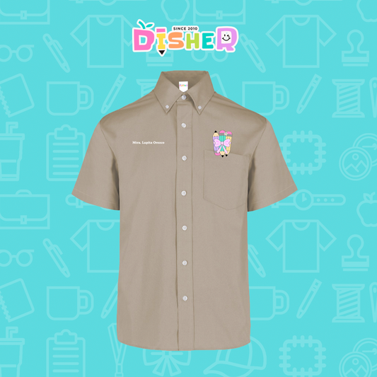 CBGC-C-007: Camisa Bordada Gabardina Manga Corta Caballero I Lápices moñito