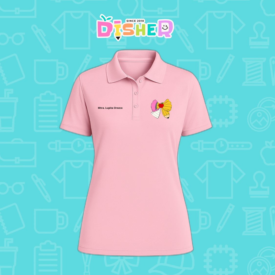 PBD-D-005 : Polo Bordada Dry Fit Dama I Moño lápiz hoja
