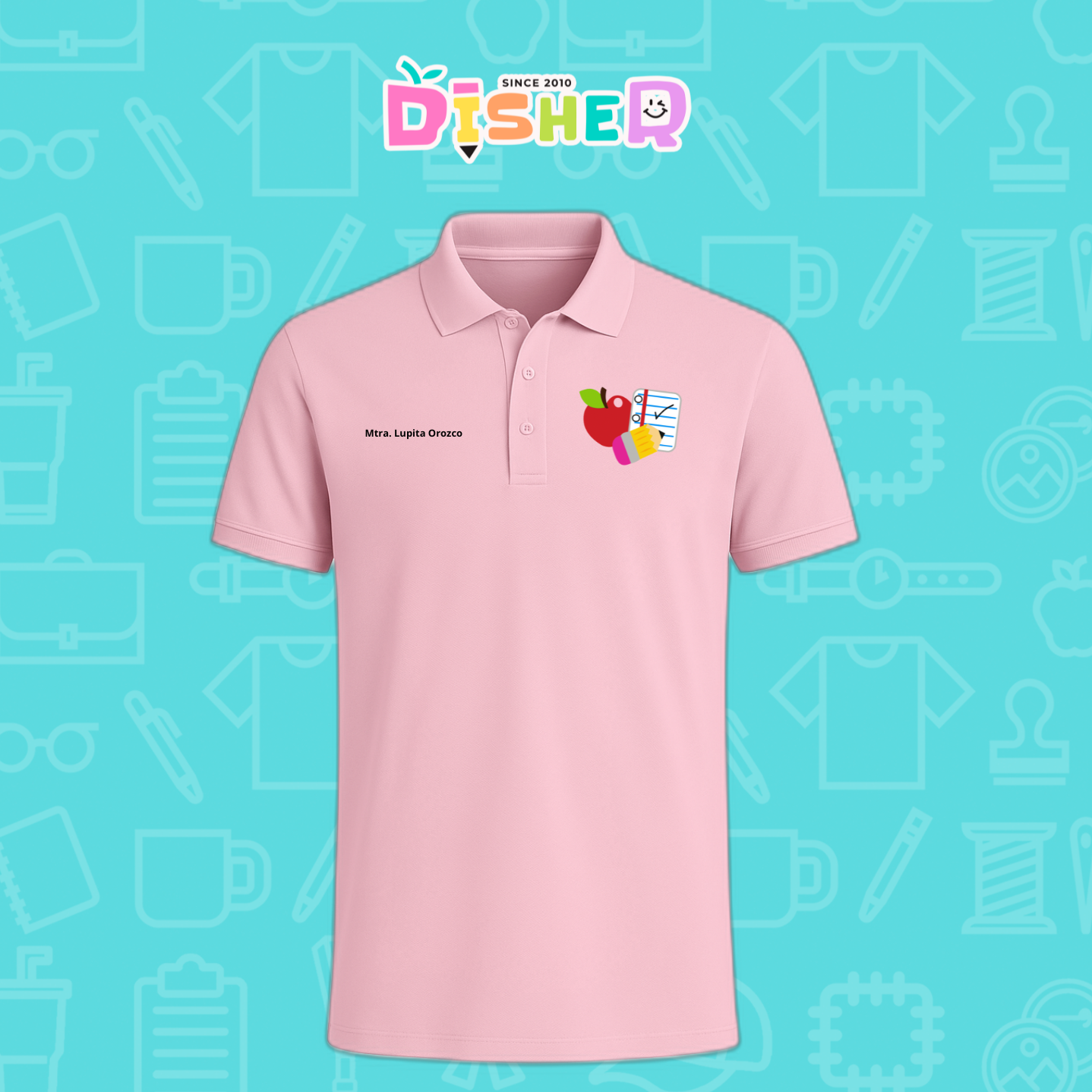 PBD-C-0088: Polo Bordada Dry Fit Caballero I Útiles manzana lápiz