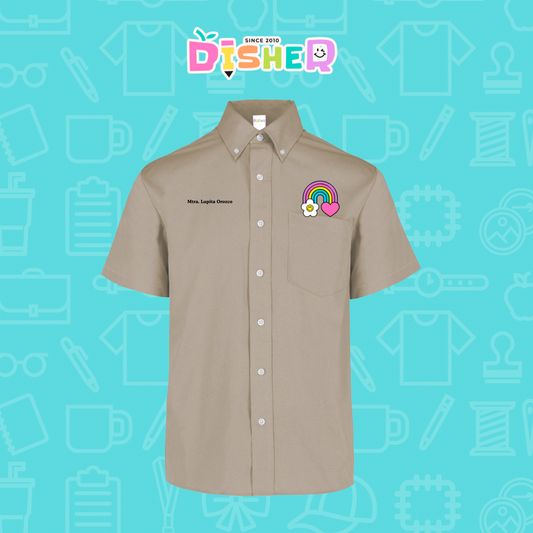 CBGC-C-025: Camisa Bordada Gabardina Manga Corta Caballero I Arcoiris corazón