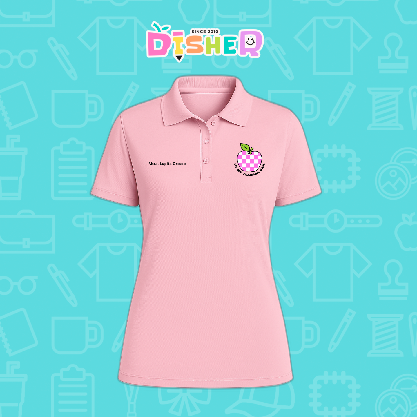 PBD-D-026: Polo Bordada Dry Fit Dama I Manzana cuadros