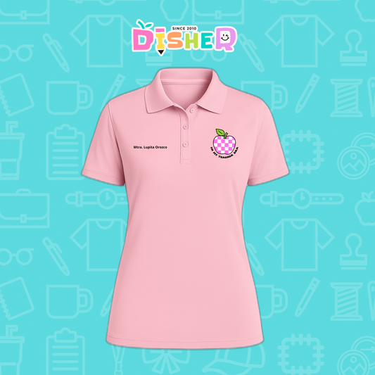 PBD-D-026: Polo Bordada Dry Fit Dama I Manzana cuadros