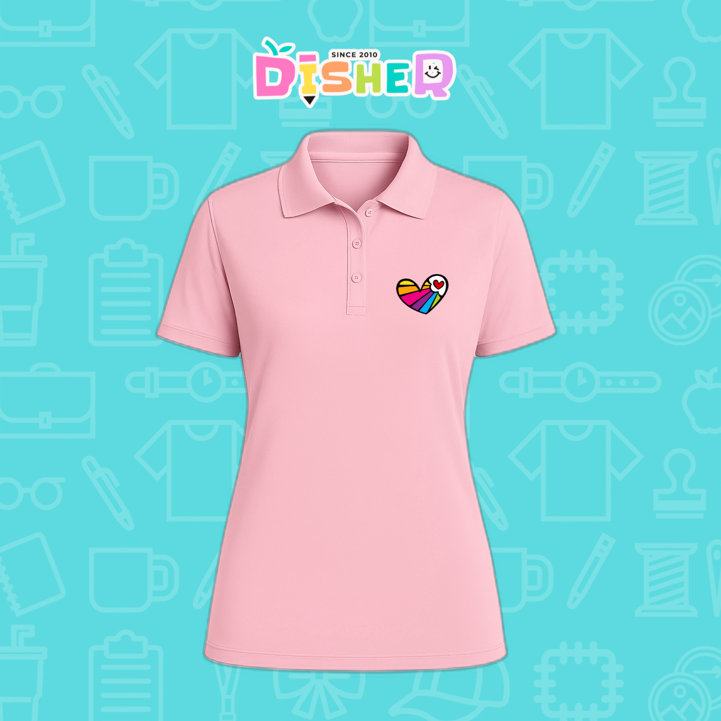 PBD-D-073: Polo Bordada Dry Fit Dama I Corazón lineas