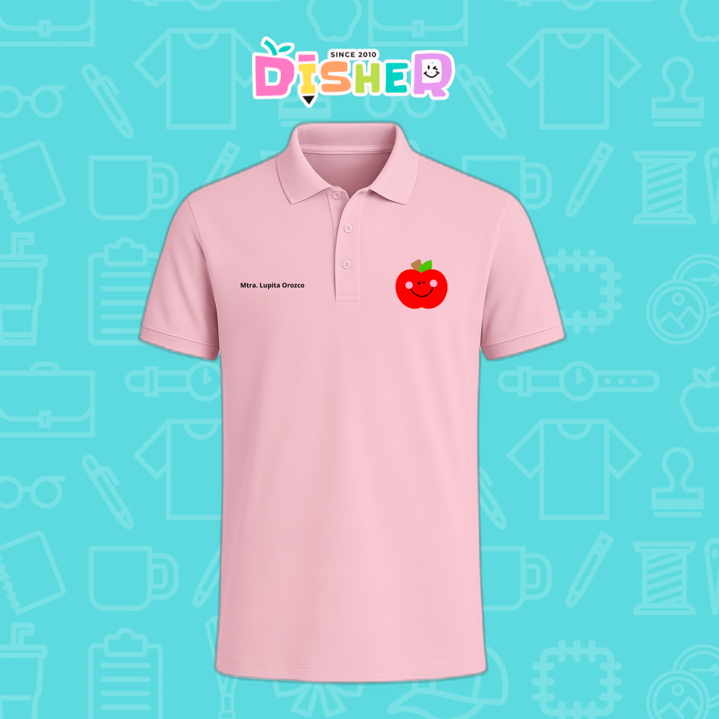 PBD-C-0030: Polo Bordada Dry Fit Caballero I Smile Apple